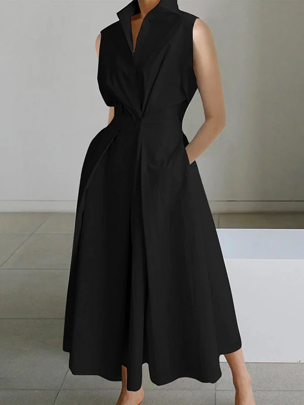Esther | Robe urbaine à col chemise pour femme | Longue - Image 3