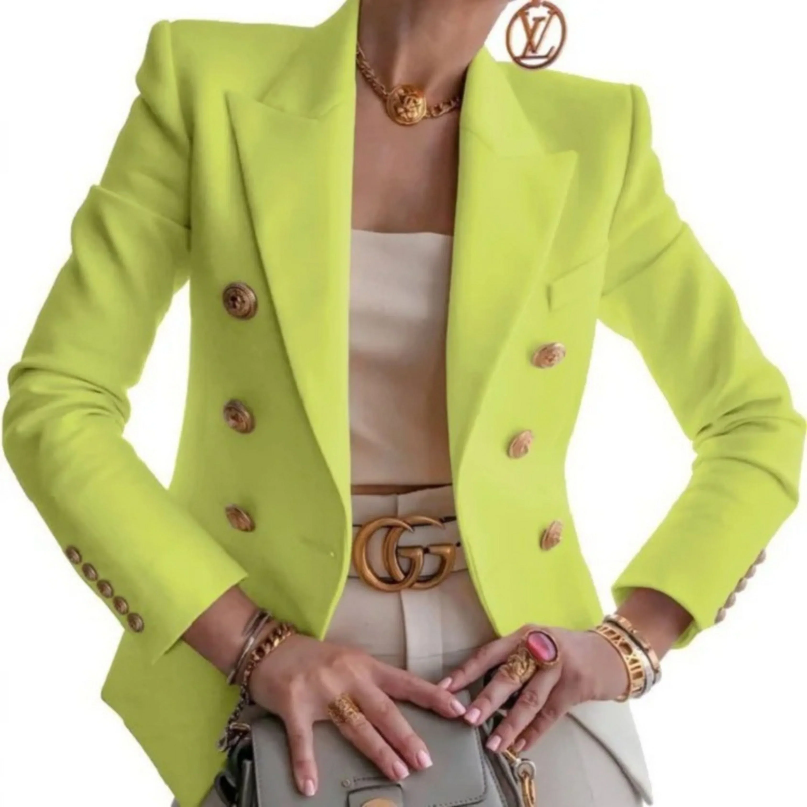 Femmes Blazer à Boutons Dorés | Style Raffiné - Image 4