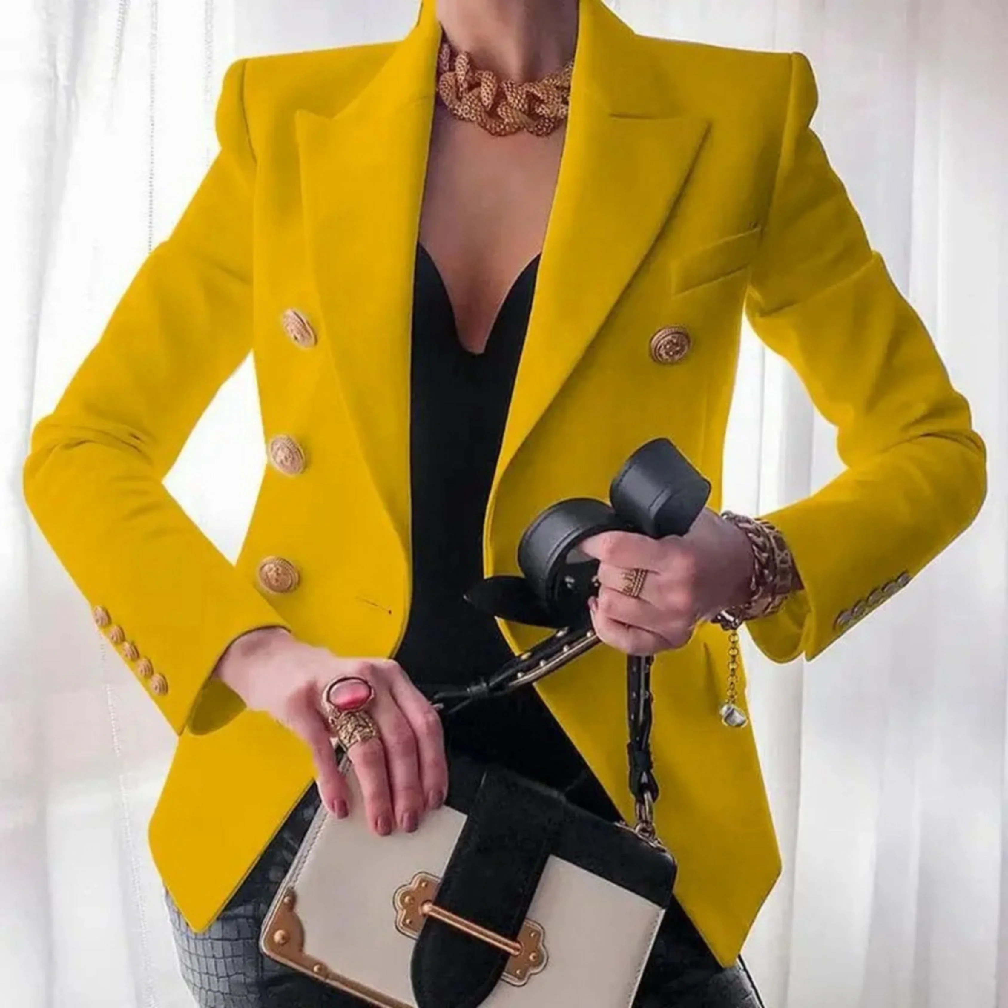 Femmes Blazer à Boutons Dorés | Style Raffiné - Image 6