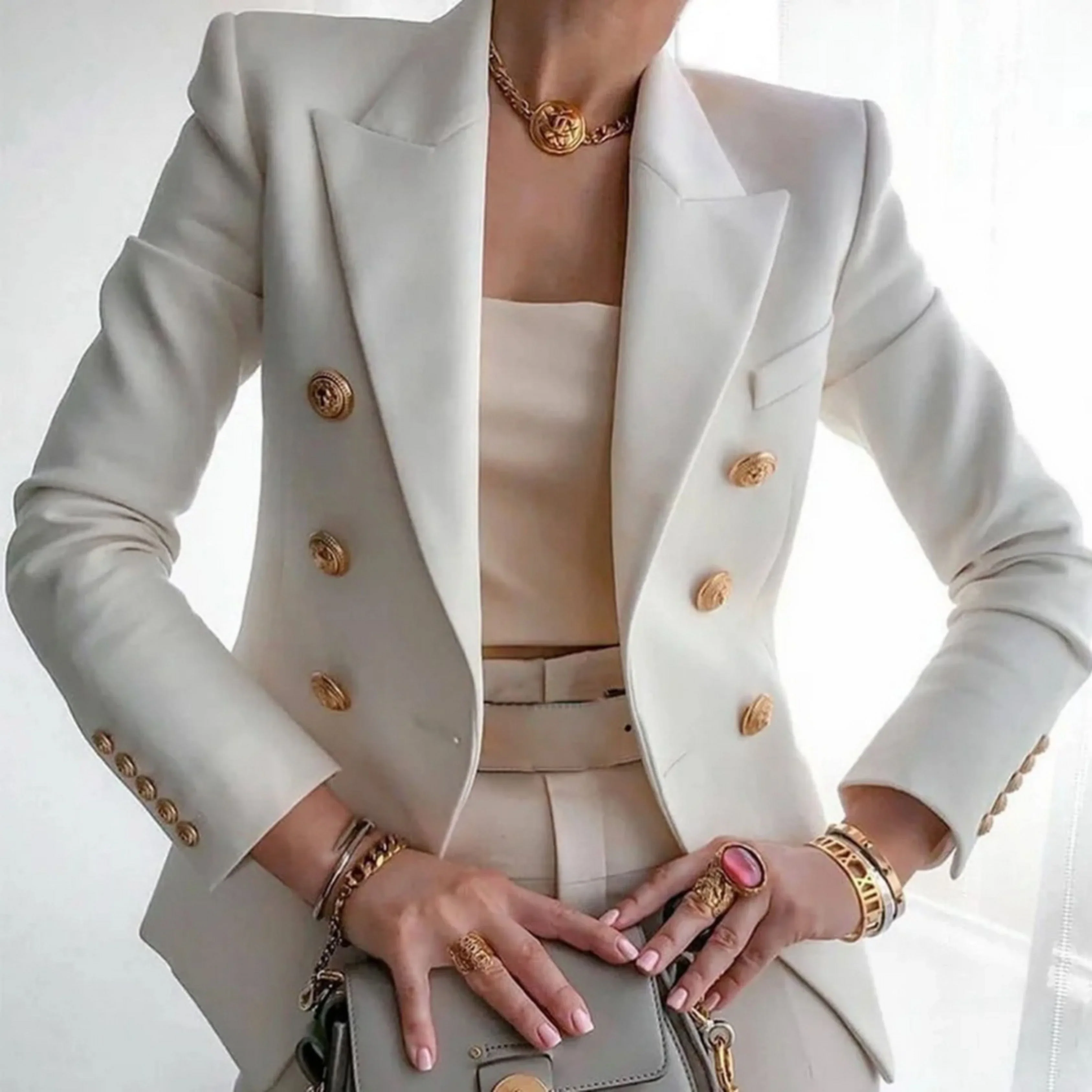 Femmes Blazer à Boutons Dorés | Style Raffiné - Image 8