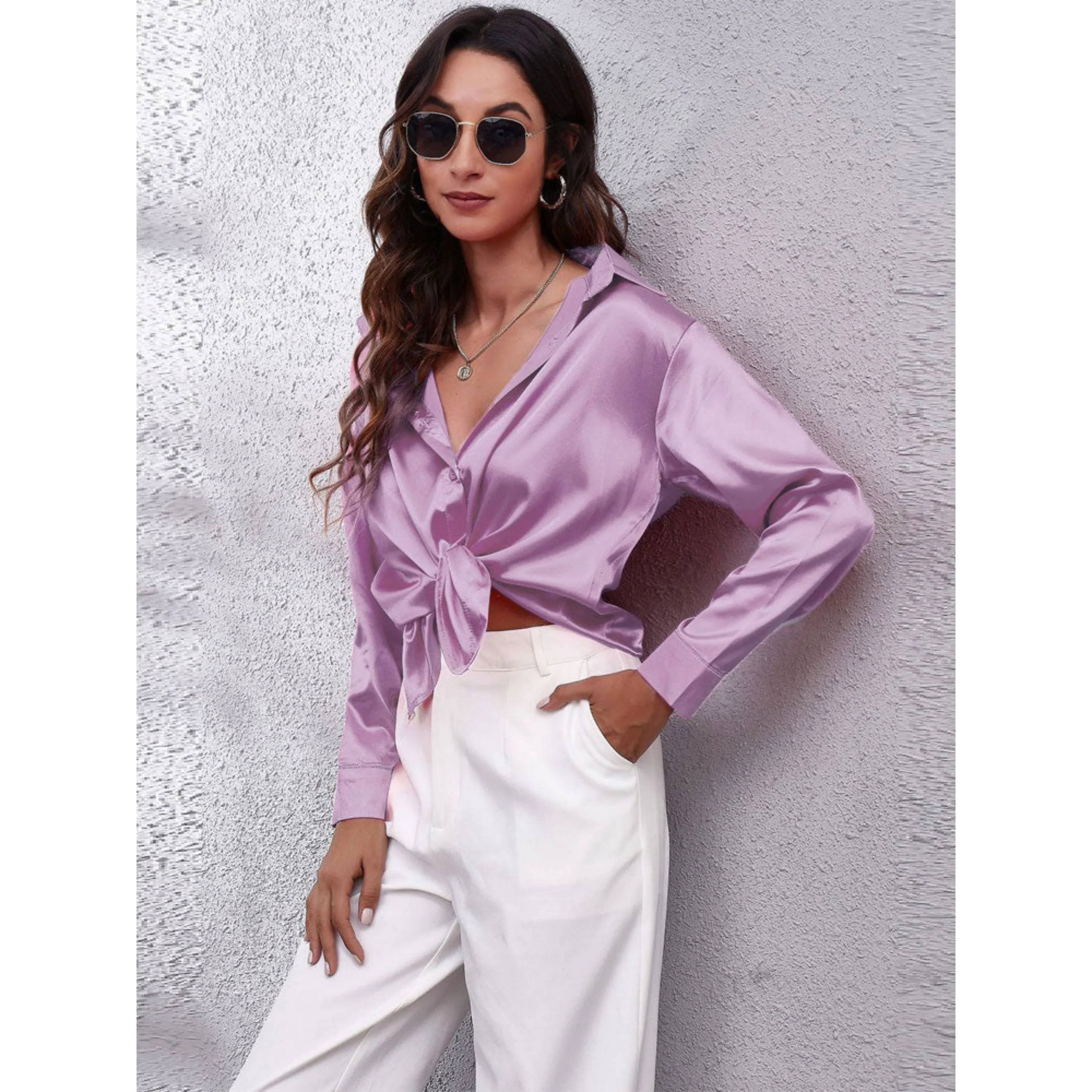 Femmes Chemise Manches Longues | Tissu Soie - Image 11