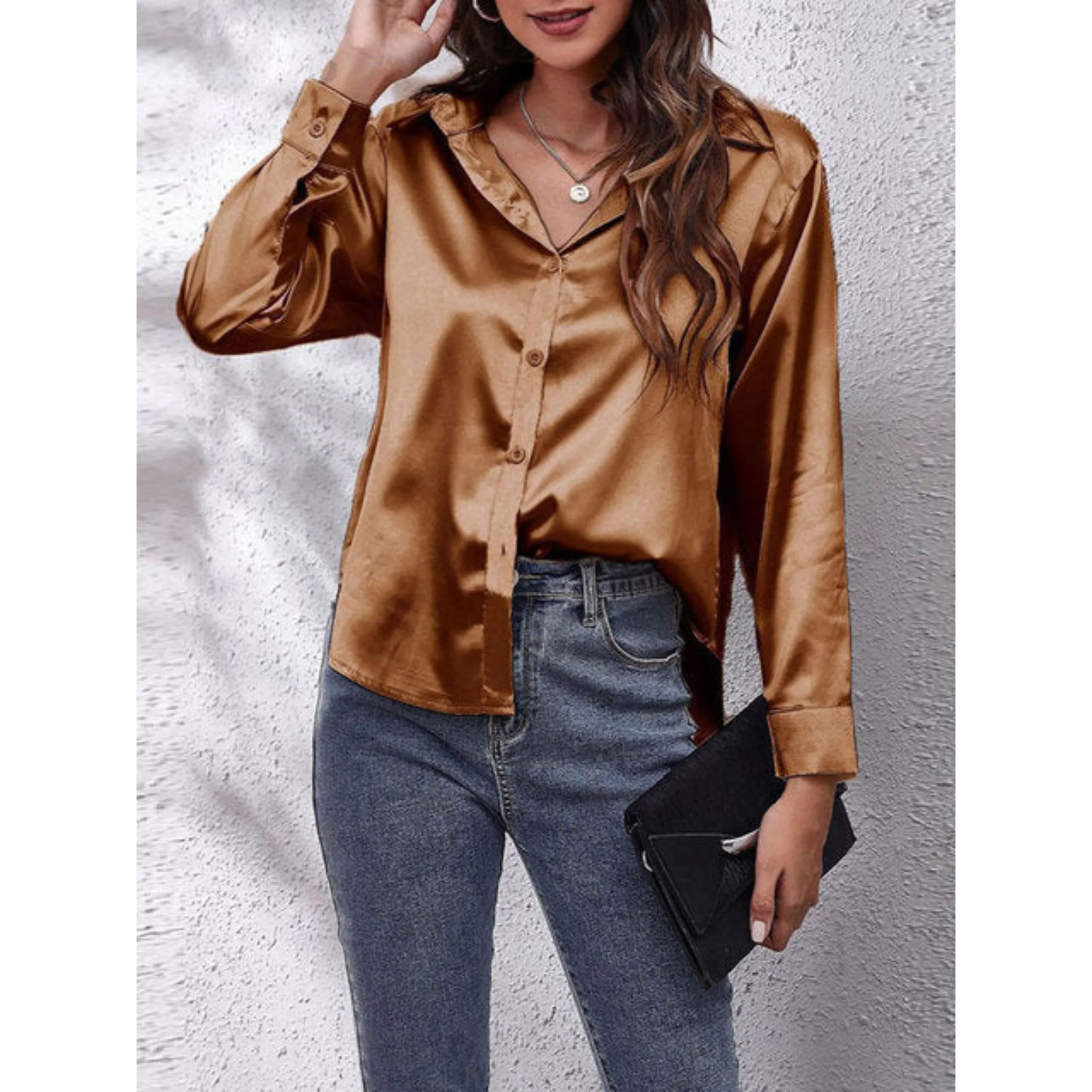 Femmes Chemise Manches Longues | Tissu Soie - Image 13