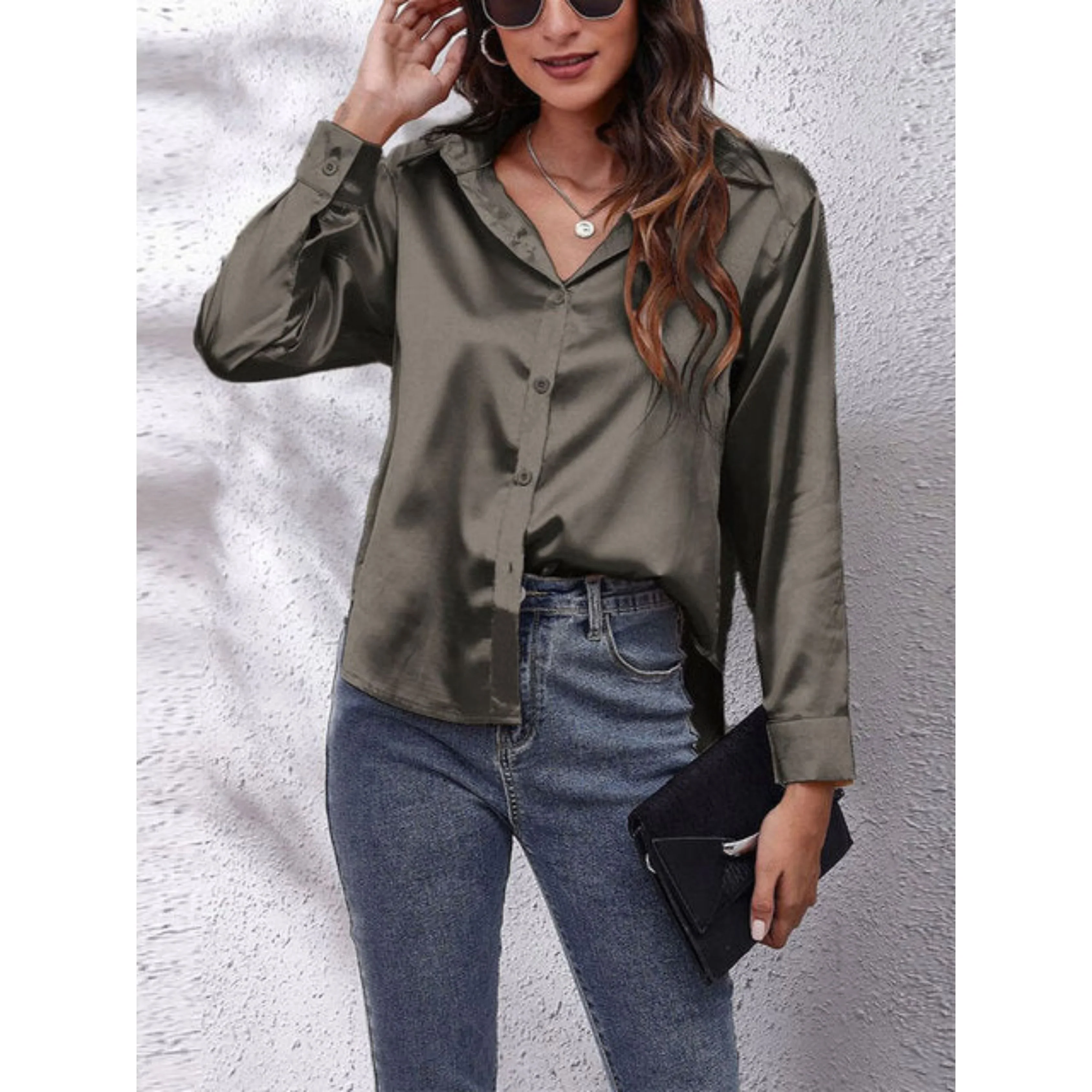 Femmes Chemise Manches Longues | Tissu Soie - Image 7