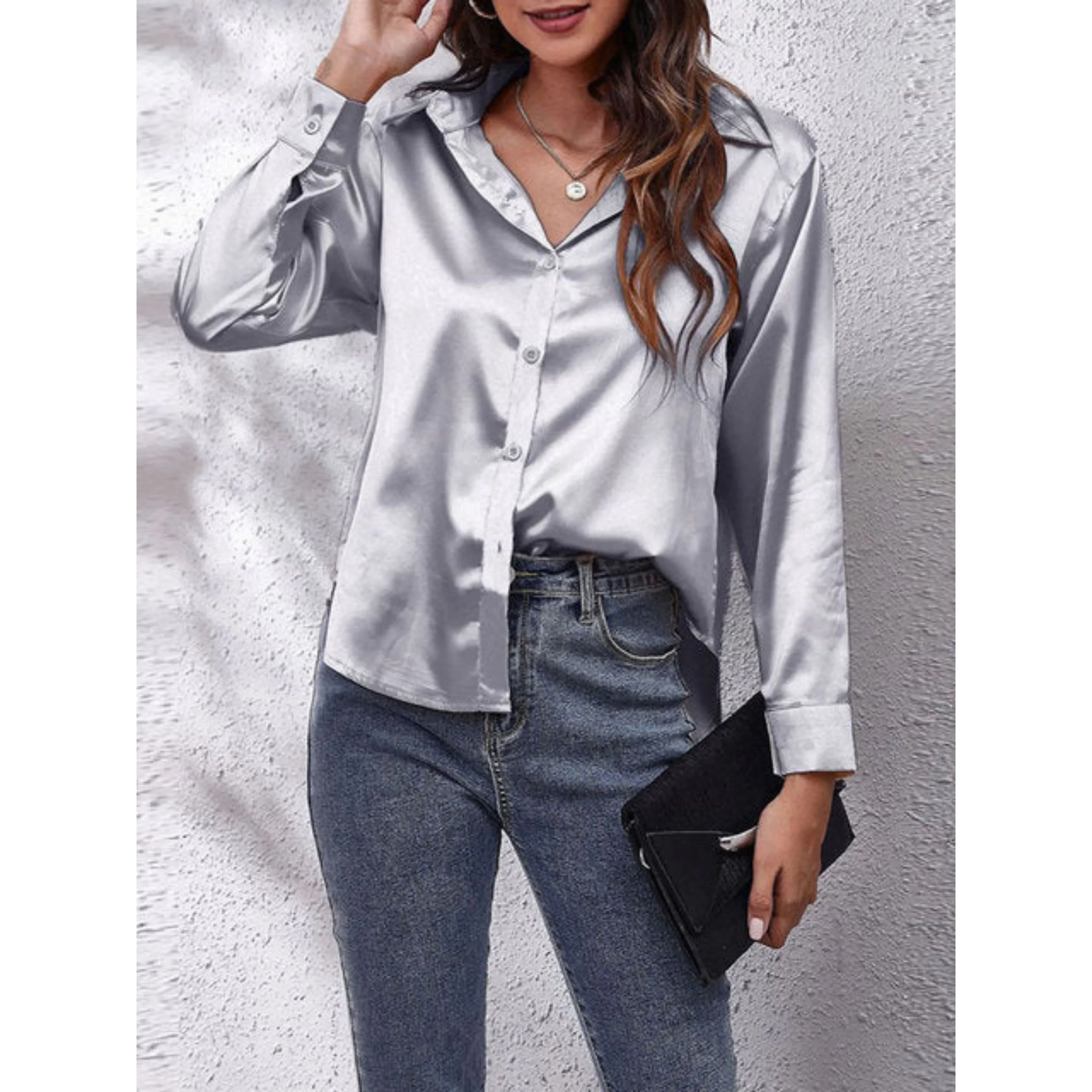 Femmes Chemise Manches Longues | Tissu Soie - Image 9
