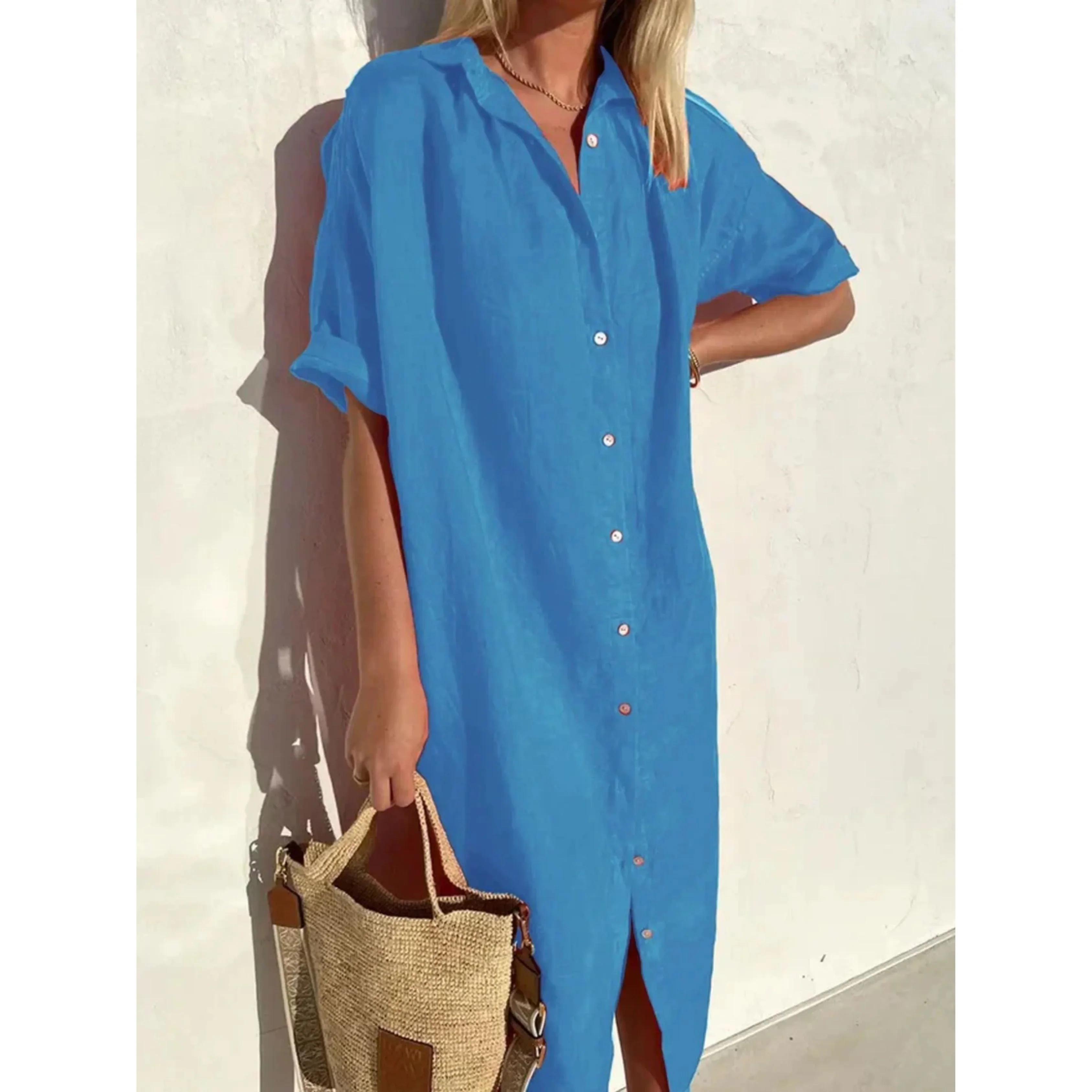 Femmes Robe Décontractée | Manches Amples Boutons - Image 4