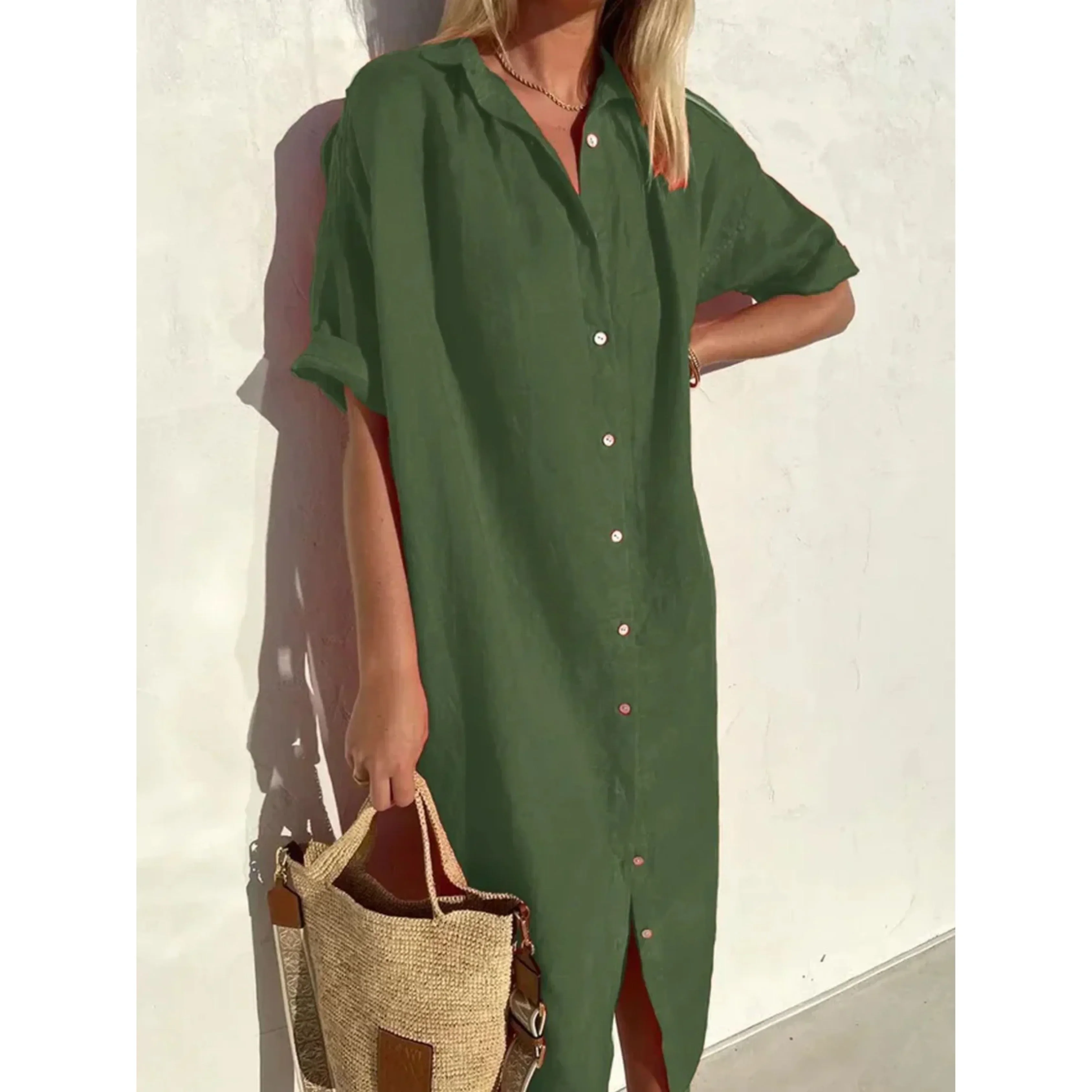 Femmes Robe Décontractée | Manches Amples Boutons - Image 5
