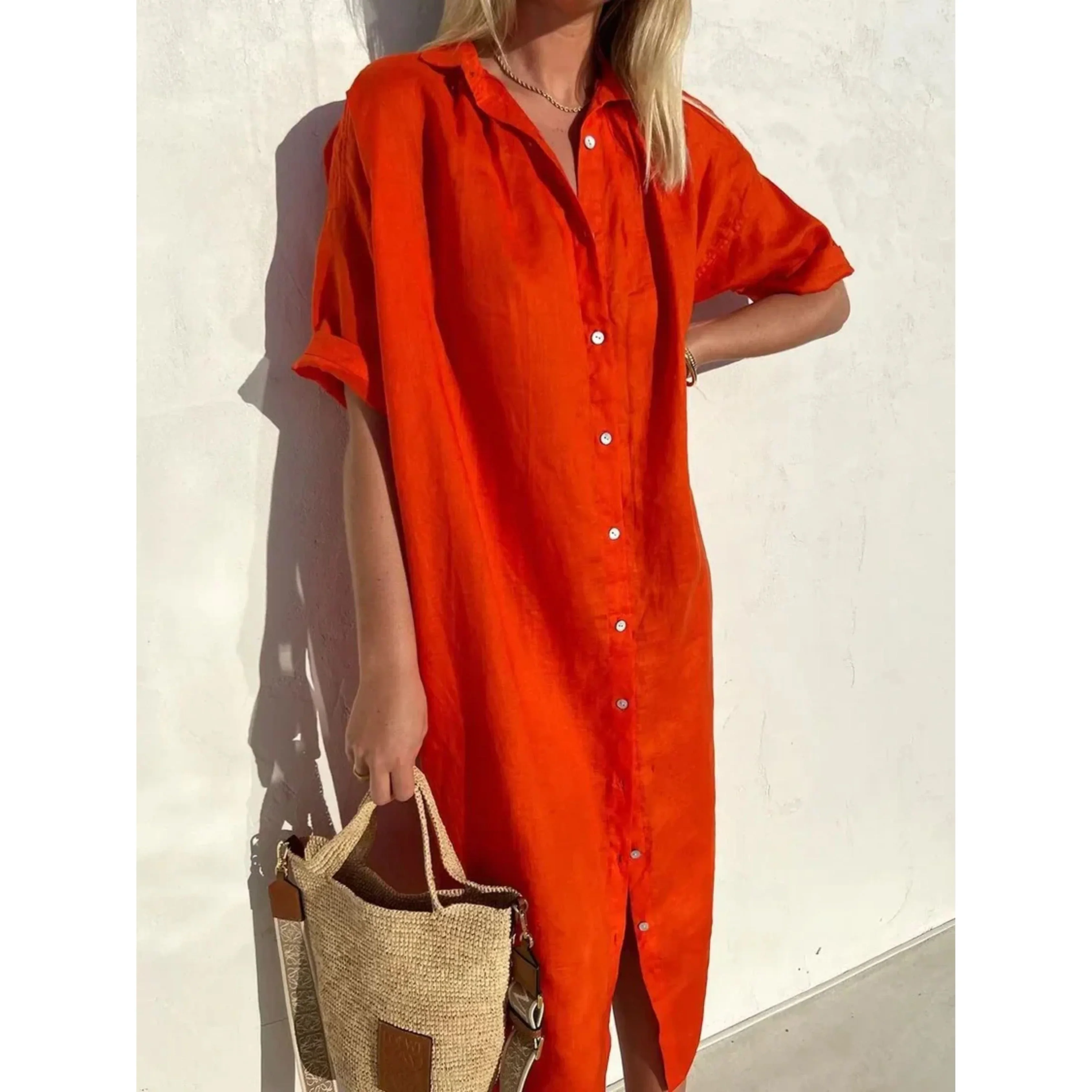 Femmes Robe Décontractée | Manches Amples Boutons - Image 6