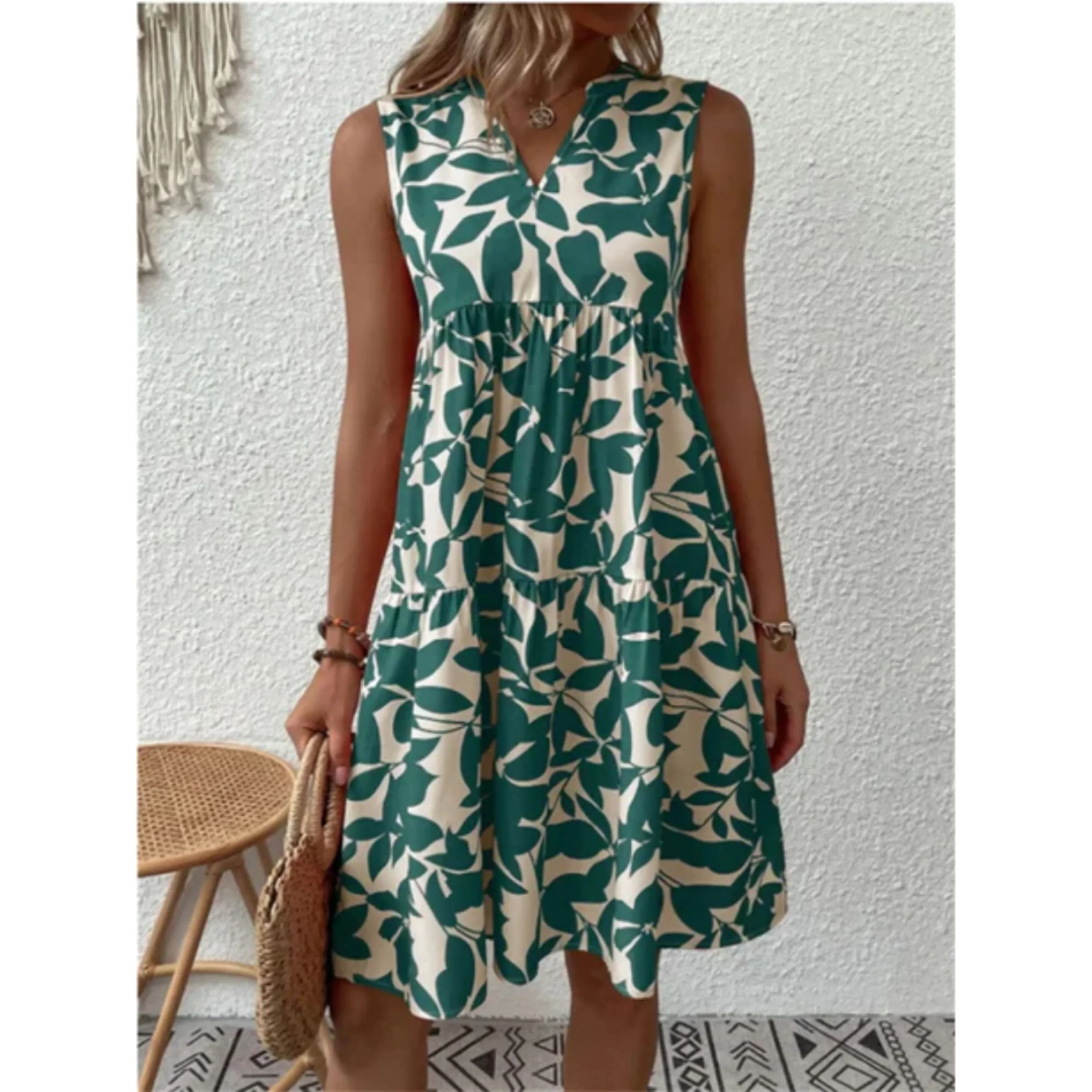 Femmes Robe Smock d'Été | Sans Manches Midi - Image 4