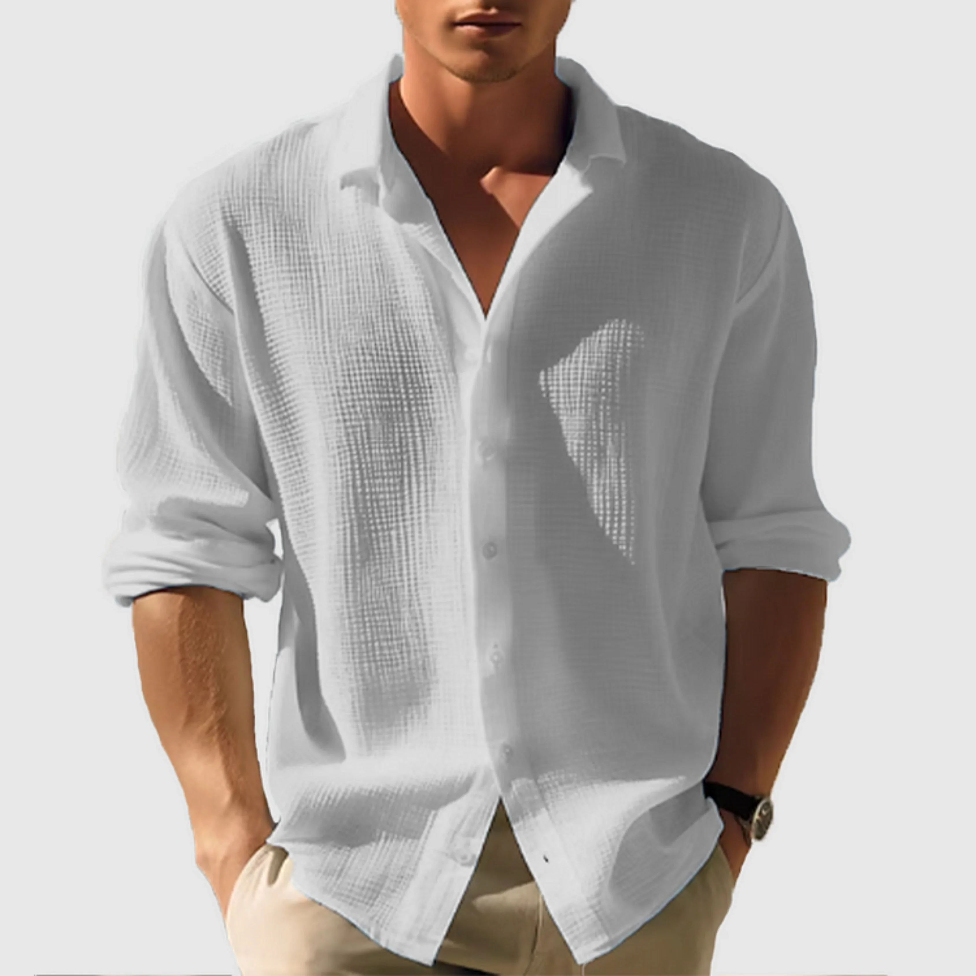 Hommes Chemise Button-Down | Manches Longues Unies - Image 3