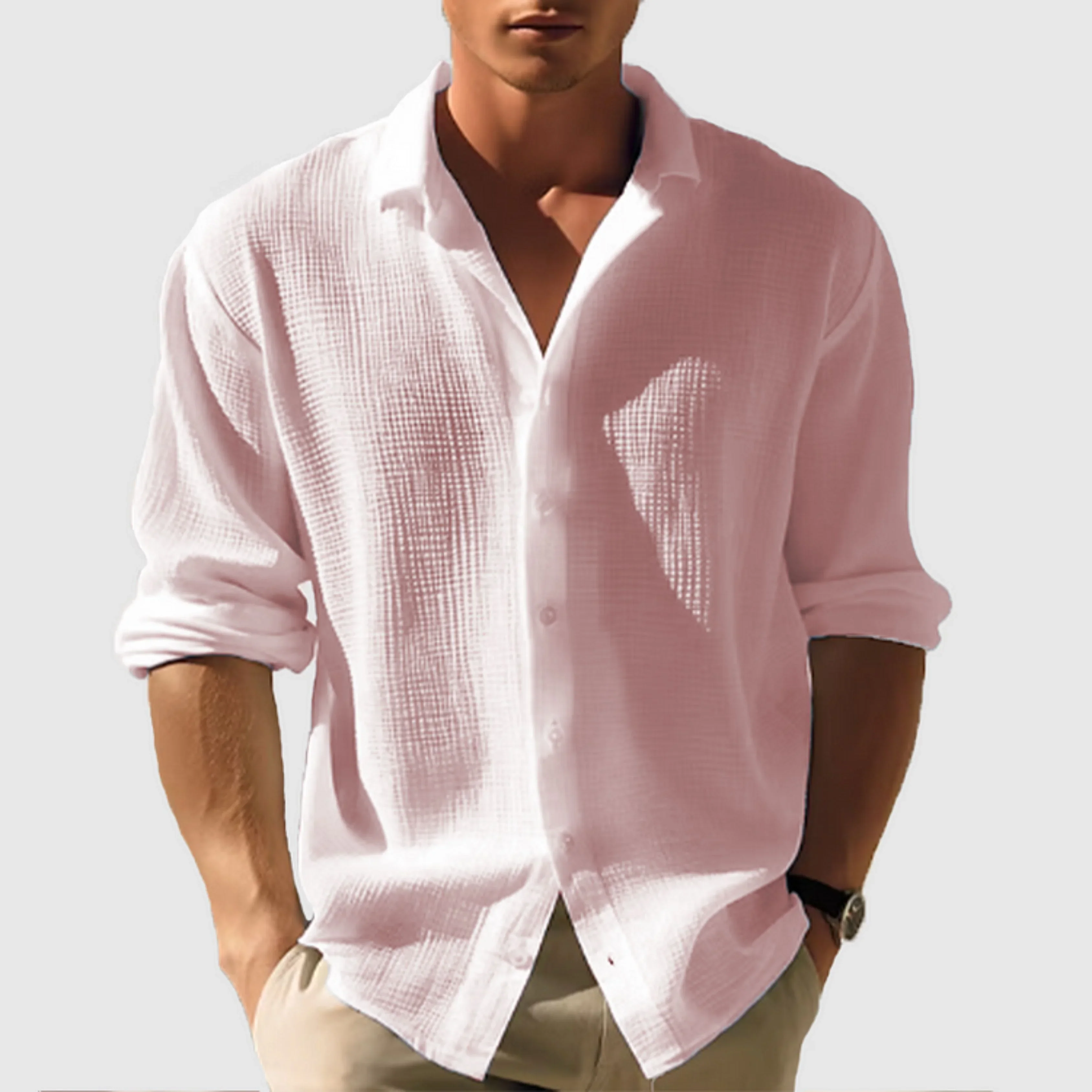 Hommes Chemise Button-Down | Manches Longues Unies - Image 4