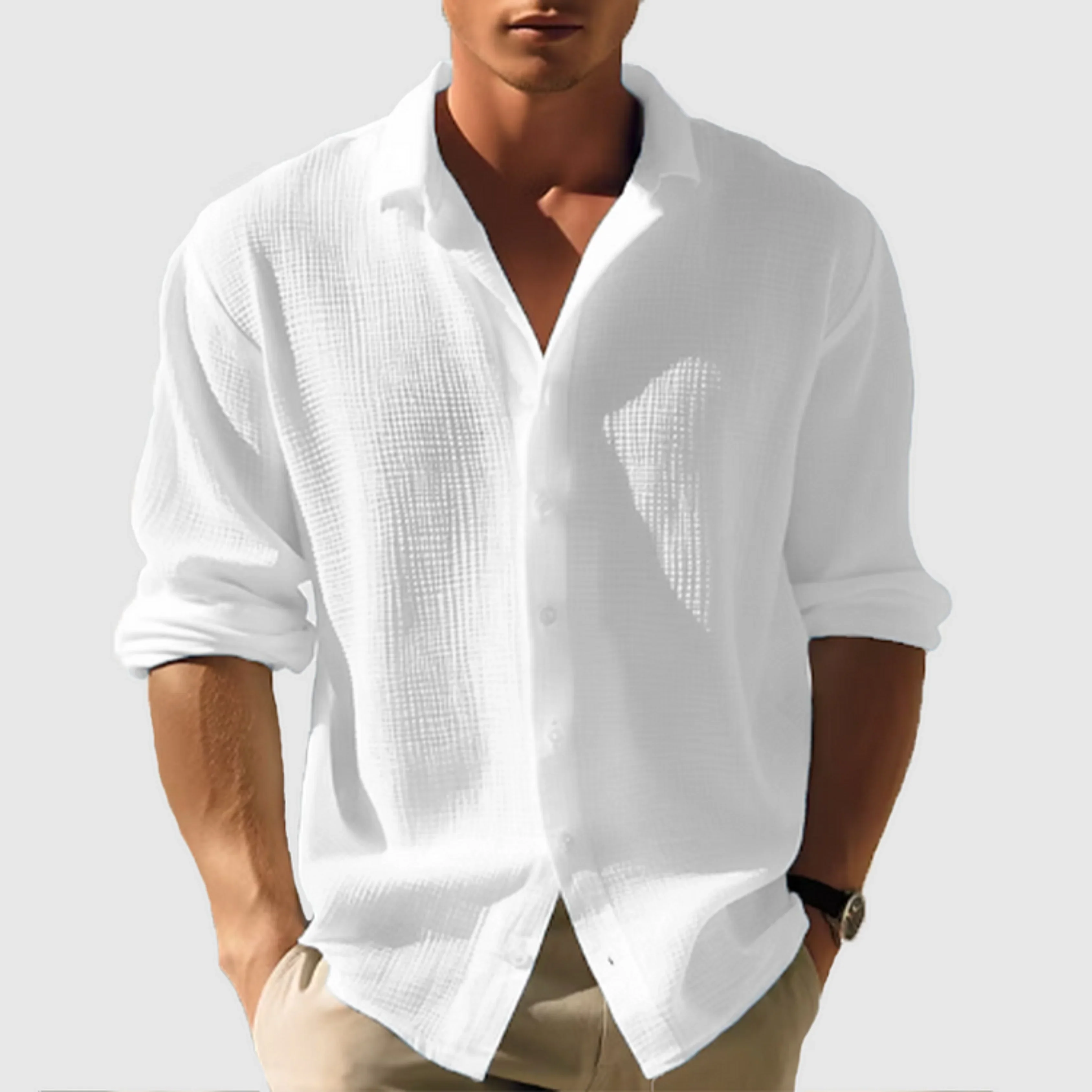 Hommes Chemise Button-Down | Manches Longues Unies - Image 6