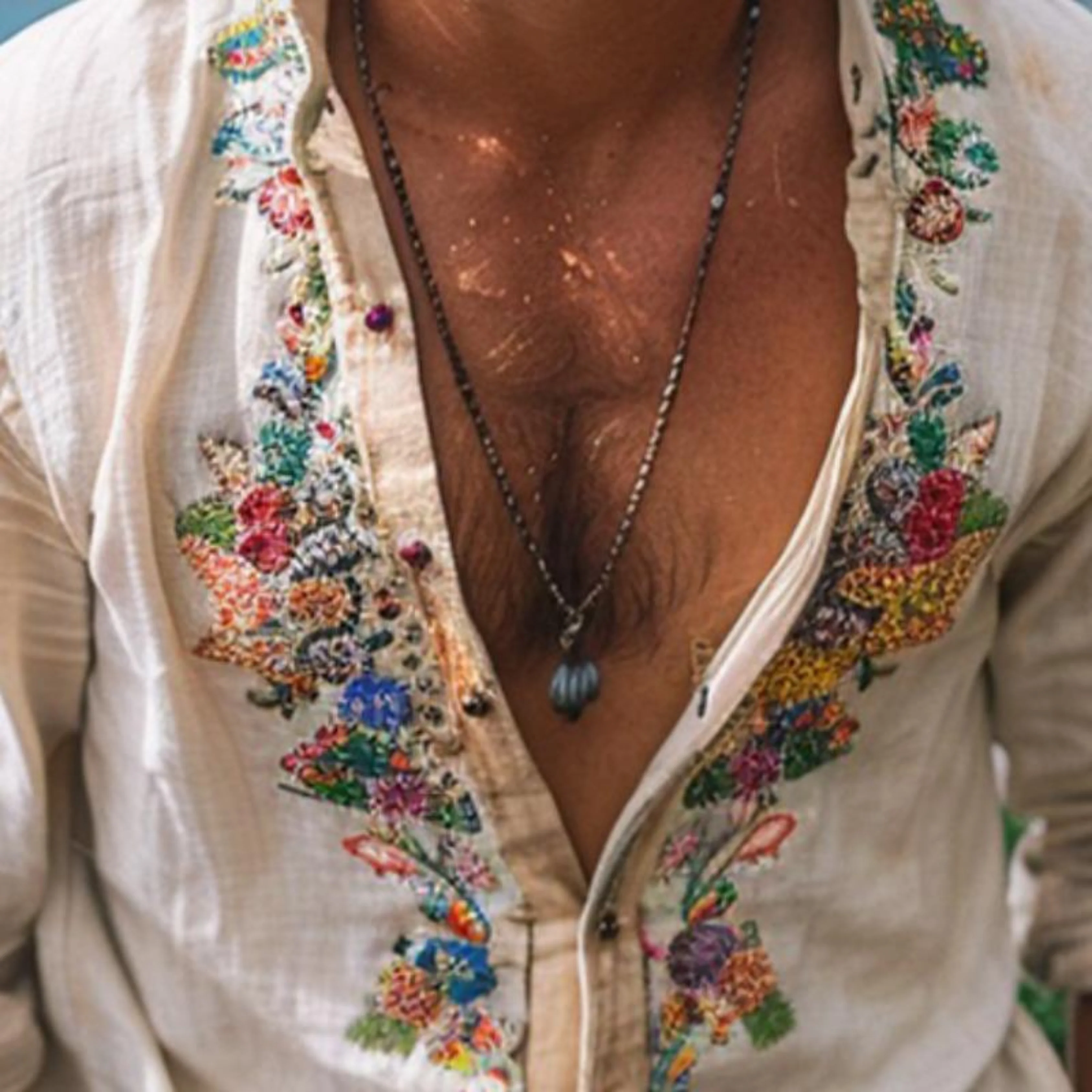 Hommes Chemise Vintage Décontractée | Brodée Manches Longues - Image 2