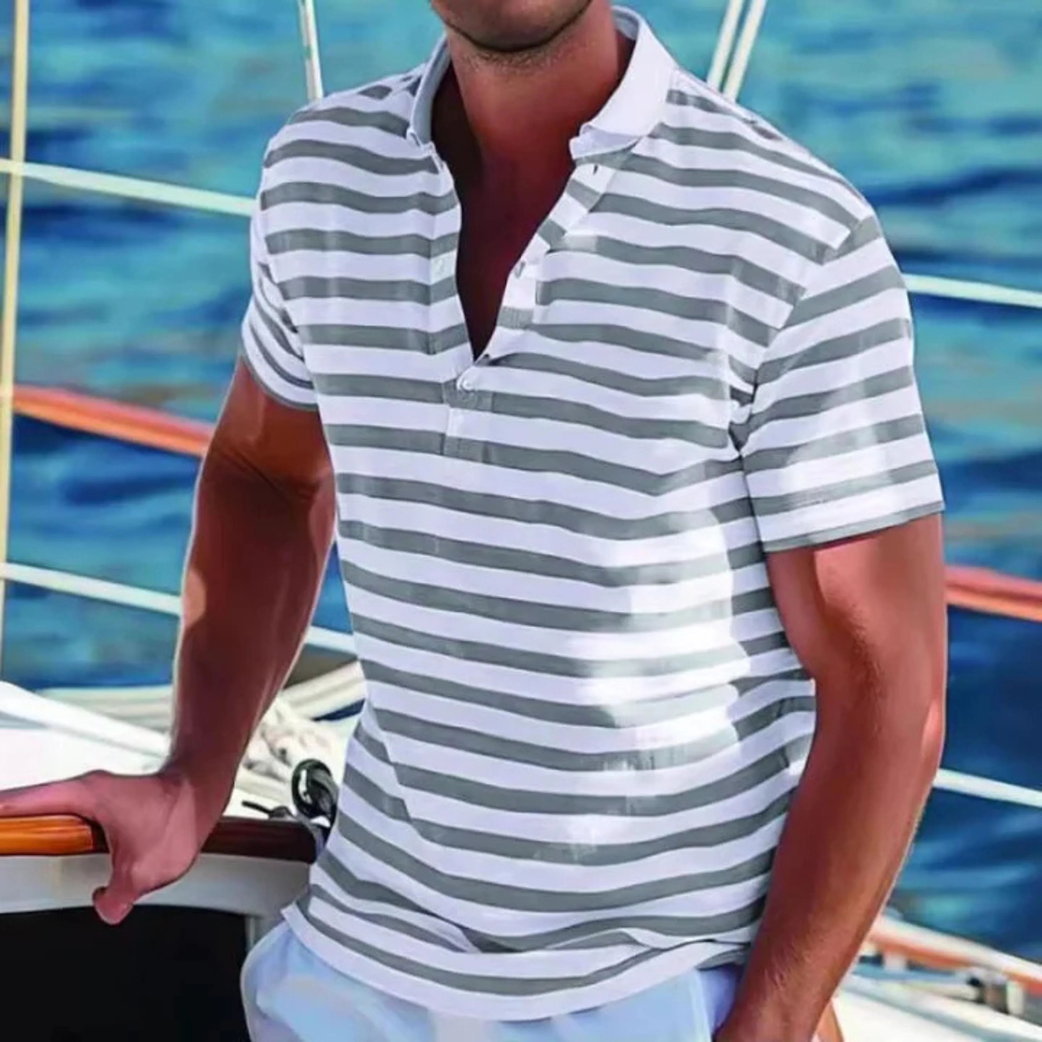 Hommes Polo Rétro | À Rayures - Image 4