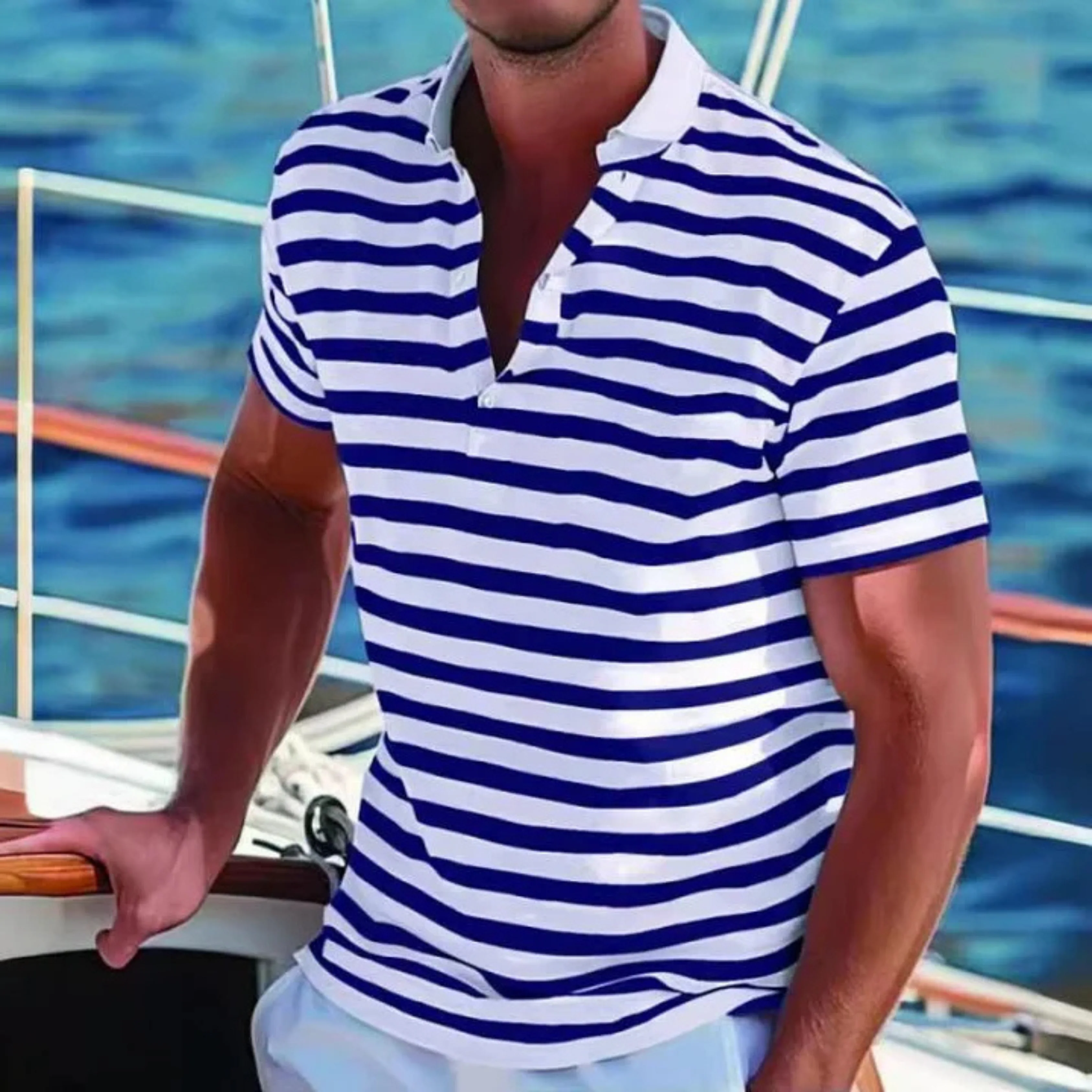 Hommes Polo Rétro | À Rayures - Image 5
