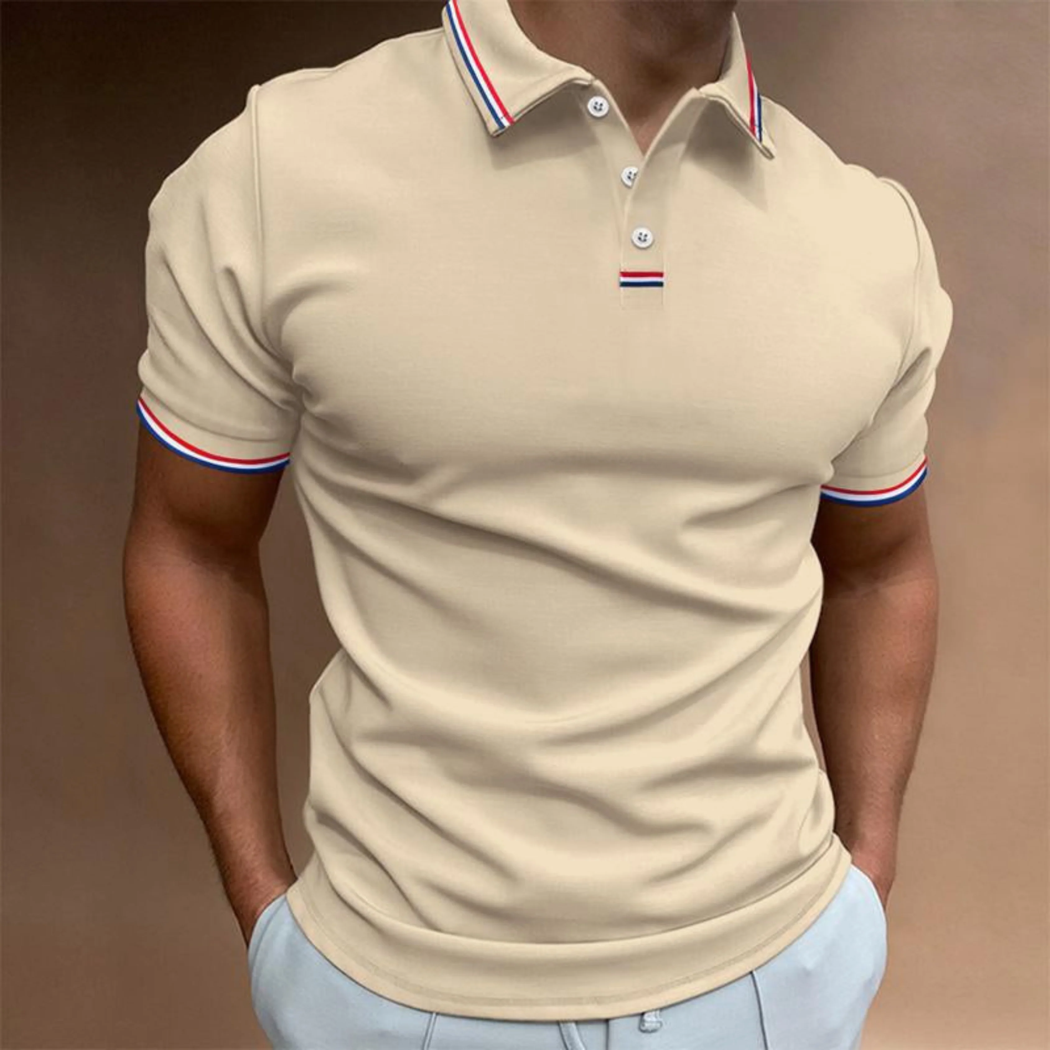 Hommes Polo Uni | Manches Courtes Col Rayé - Image 4