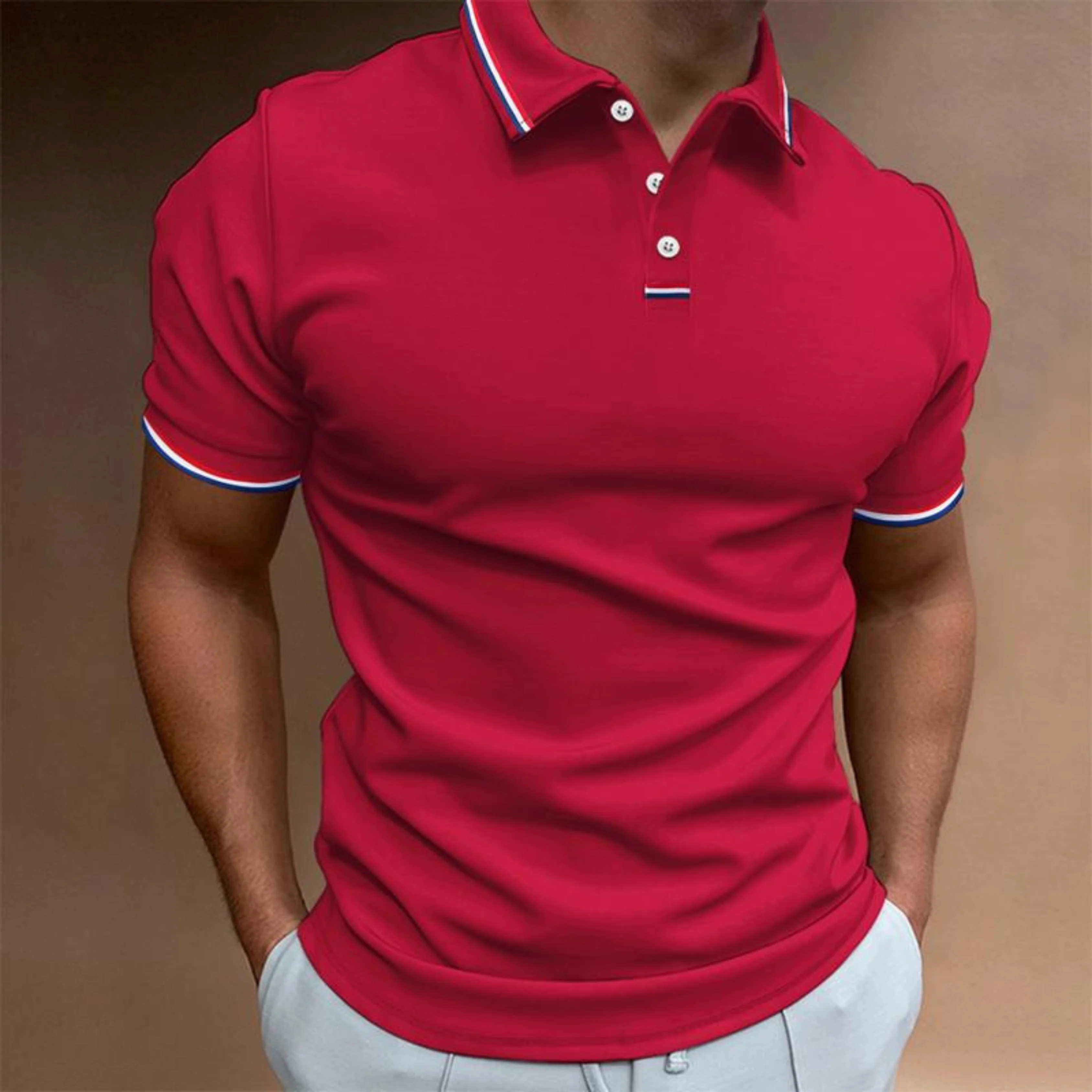 Hommes Polo Uni | Manches Courtes Col Rayé - Image 6