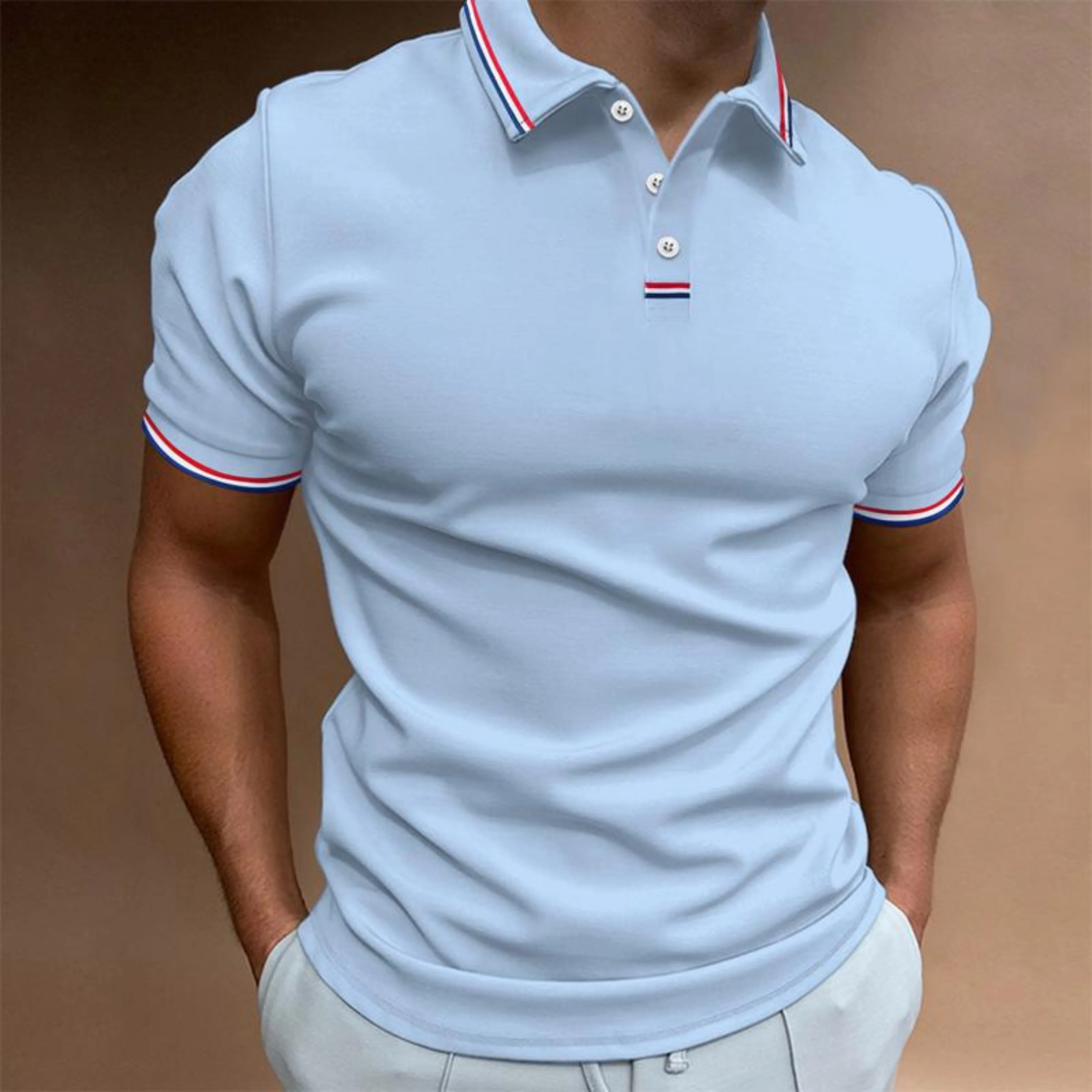 Hommes Polo Uni | Manches Courtes Col Rayé - Image 7
