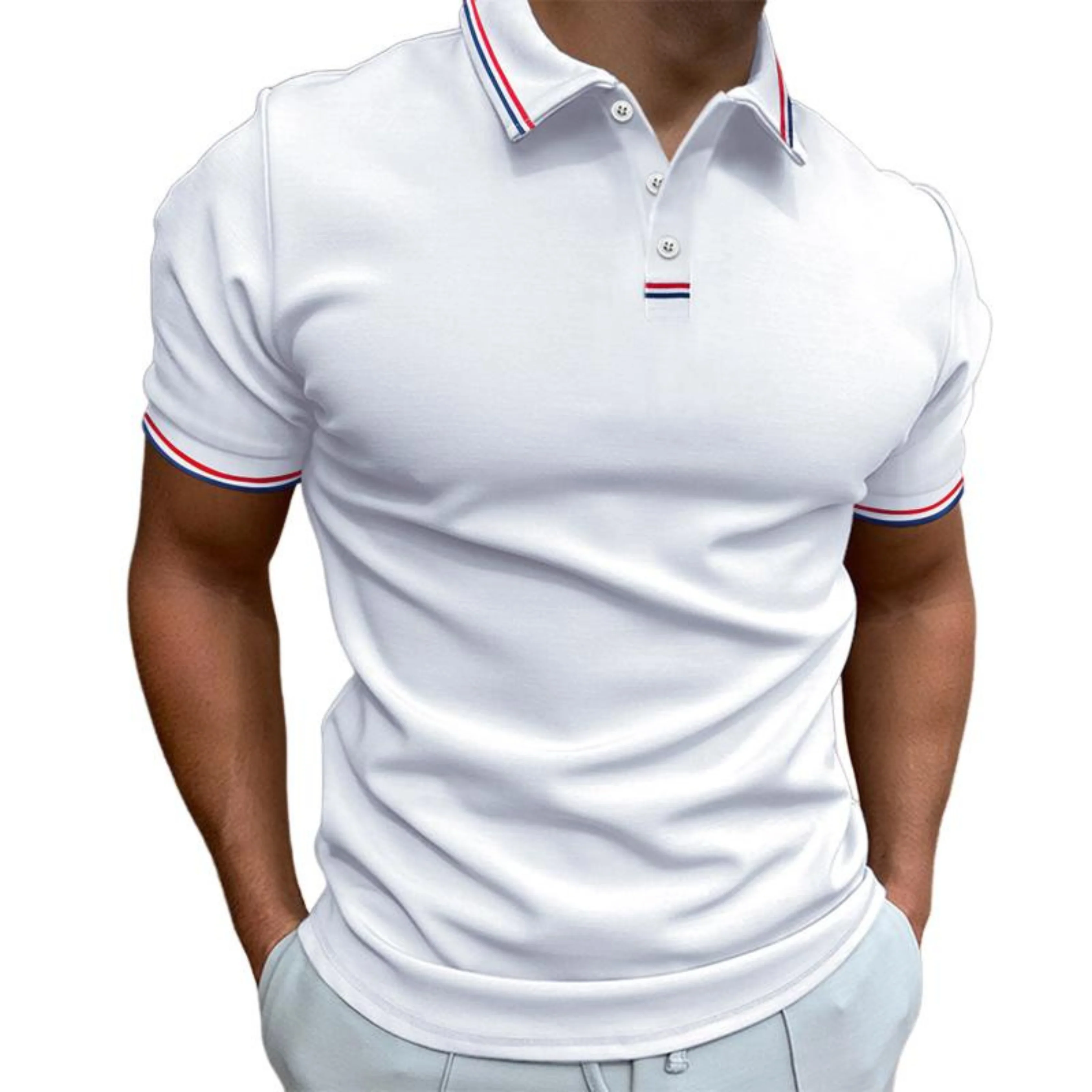 Hommes Polo Uni | Manches Courtes Col Rayé - Image 8