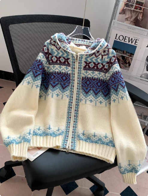 Marlene | Pull à capuche à motif pour femme | Hiver
