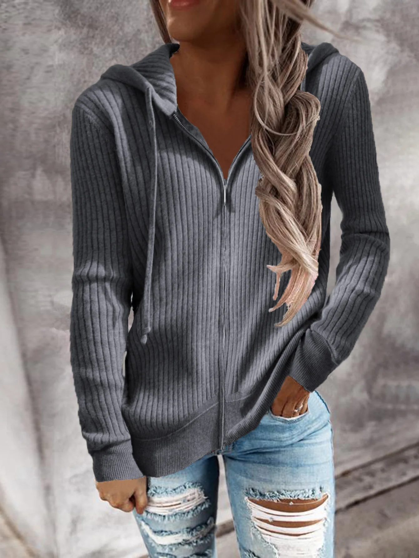 Ninon | Sweat d'hiver zippé pour femme | Capuche - Image 4