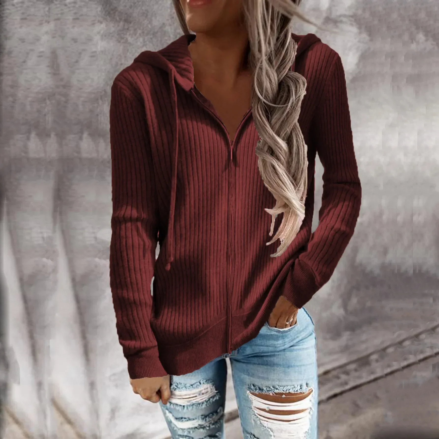 Ninon | Sweat d'hiver zippé pour femme | Capuche - Image 5
